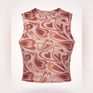 Sheer Heart Print Mesh Tank Top | Sleeveless | Y2K Vibes | Juniors L